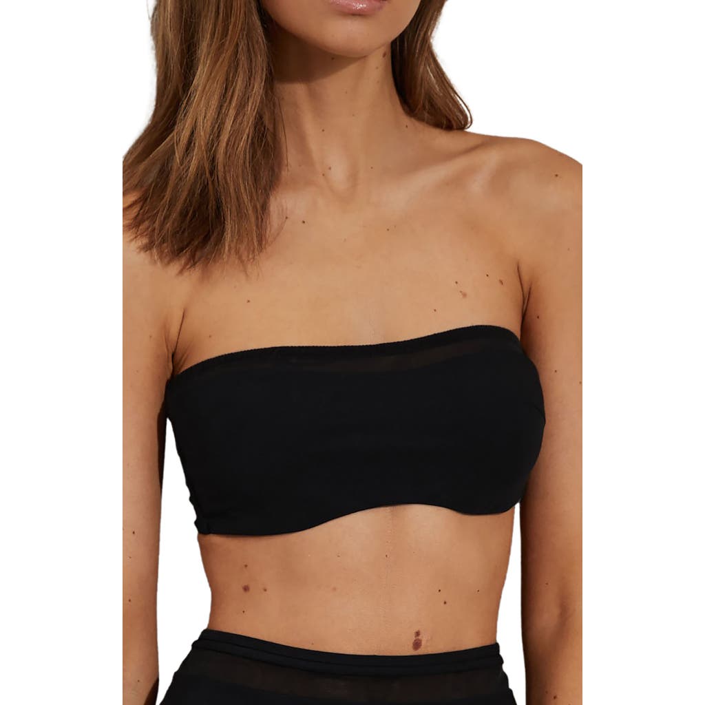 Reiss Jemma Sheer Panel Strapless Bikini Top In Black