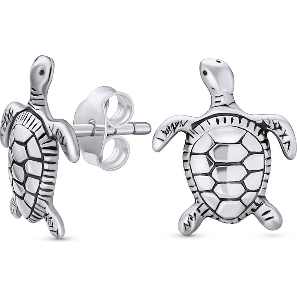 Bling Jewelry Tiny Nautical Hawaiian Sea Turtle Stud Earrings In Silver
