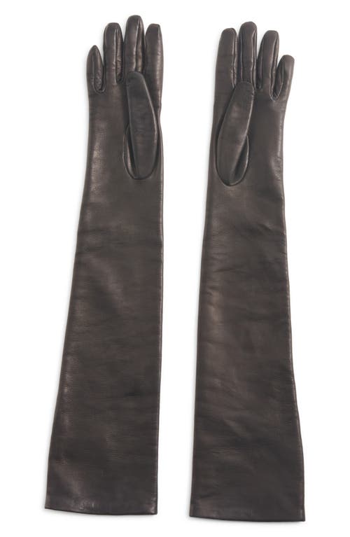 Shop Valentino Garavani Vlogo Long Leather Gloves In Wqx Nero/black Ruthenio