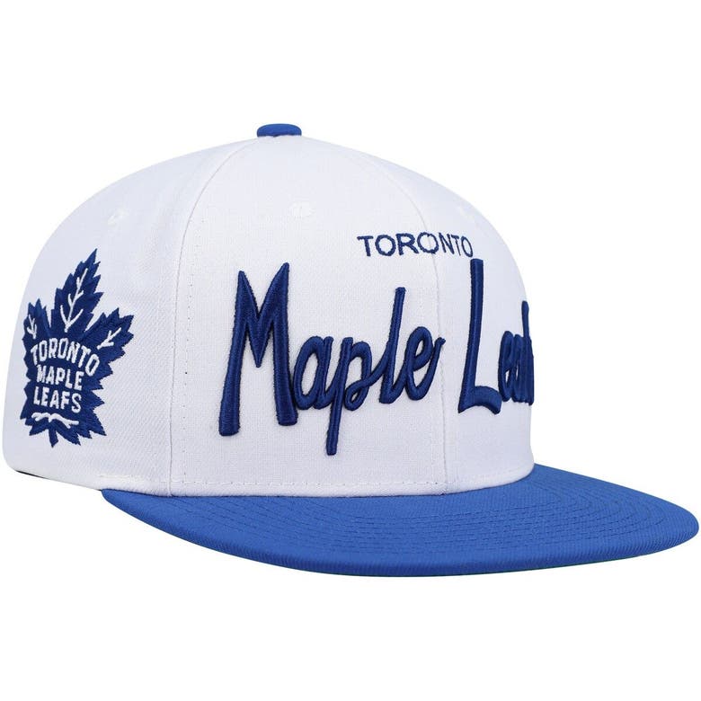 Mitchell & Ness White/blue Toronto Maple Leafs Vintage Script Snapback Hat