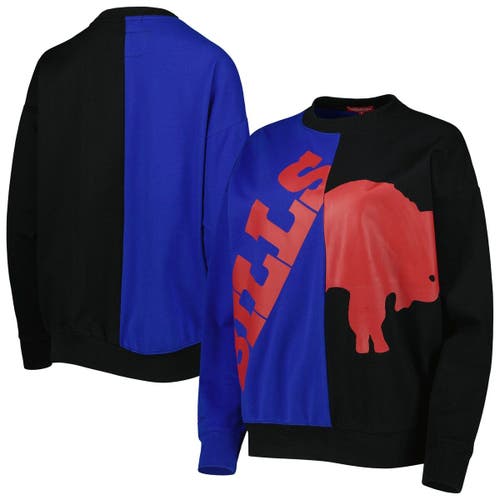 Women's Mitchell & Ness Royal/Black Buffalo Bills Big Face Pullover Sweatshirt