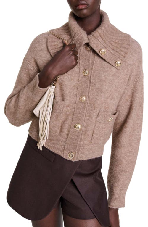 Shop Maje Wool-blend Cardigan In Camel