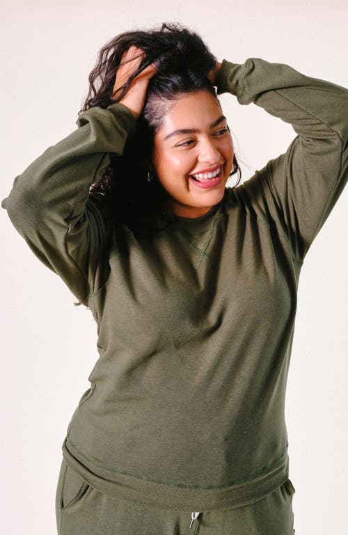 Poplinen Plus Agnes Raglan Organic Cotton + Tencel Sweatshirt In Moss