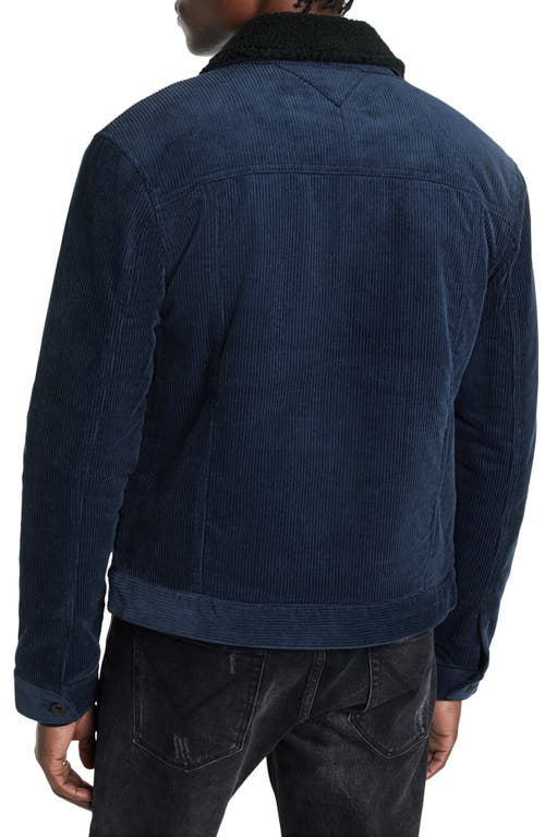 Shop John Varvatos Sawyer Fleece Collar Corduroy Jacket In Deep Blue