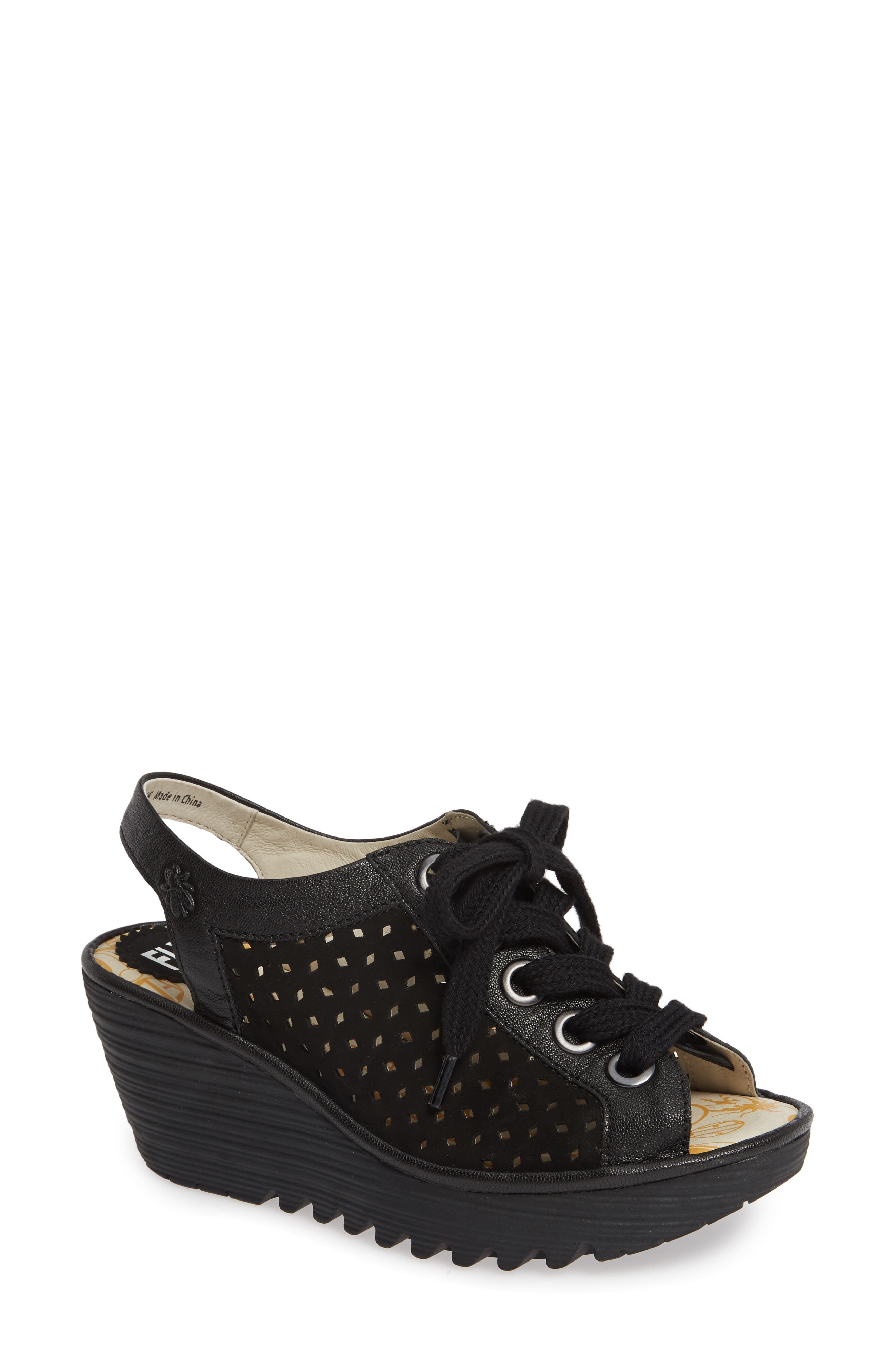 fly london lace up wedge
