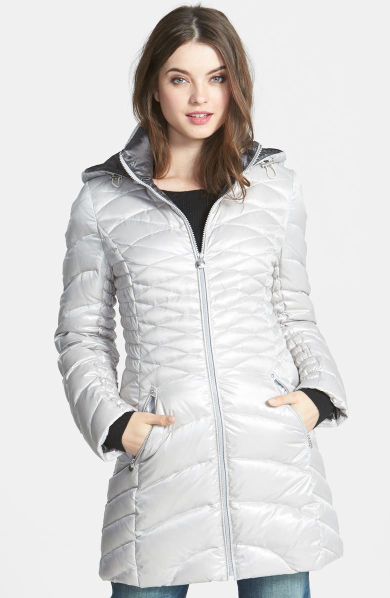 Laundry by Shelli Segal Down & Feather Walking Coat with Removable Hood ...
