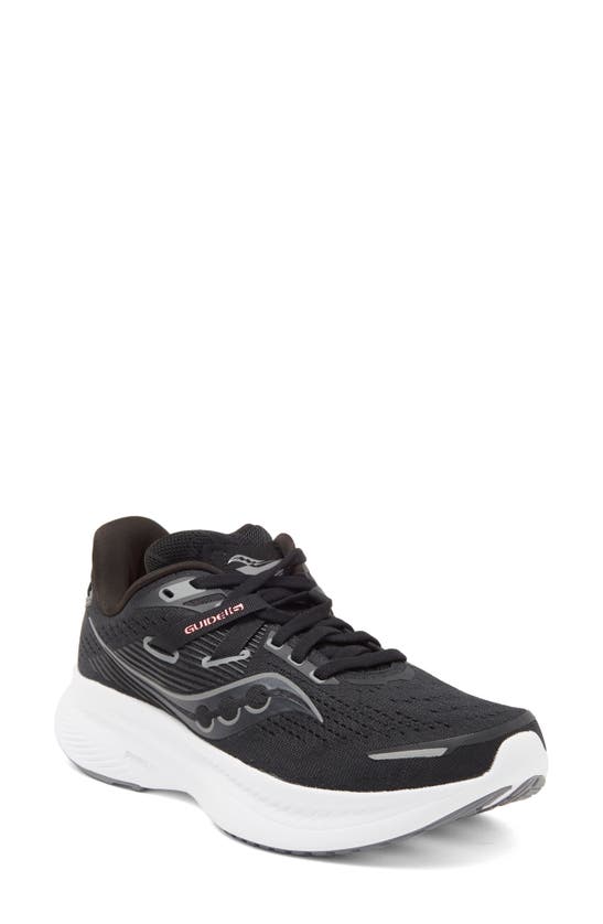 Saucony Guide 6 Running Shoe In Black/ White