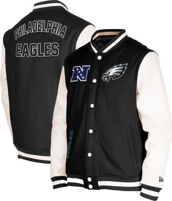 Philadelphia Eagles Two-Tone Wool and Leather Jacket - Black/Cream 4X-Large