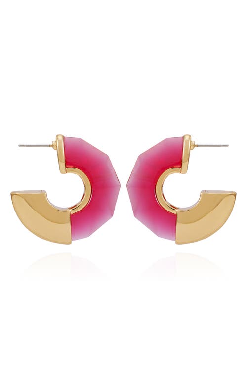 Shop Vince Camuto Clearly Disco Hoop Earrings In Pink/gold Tone