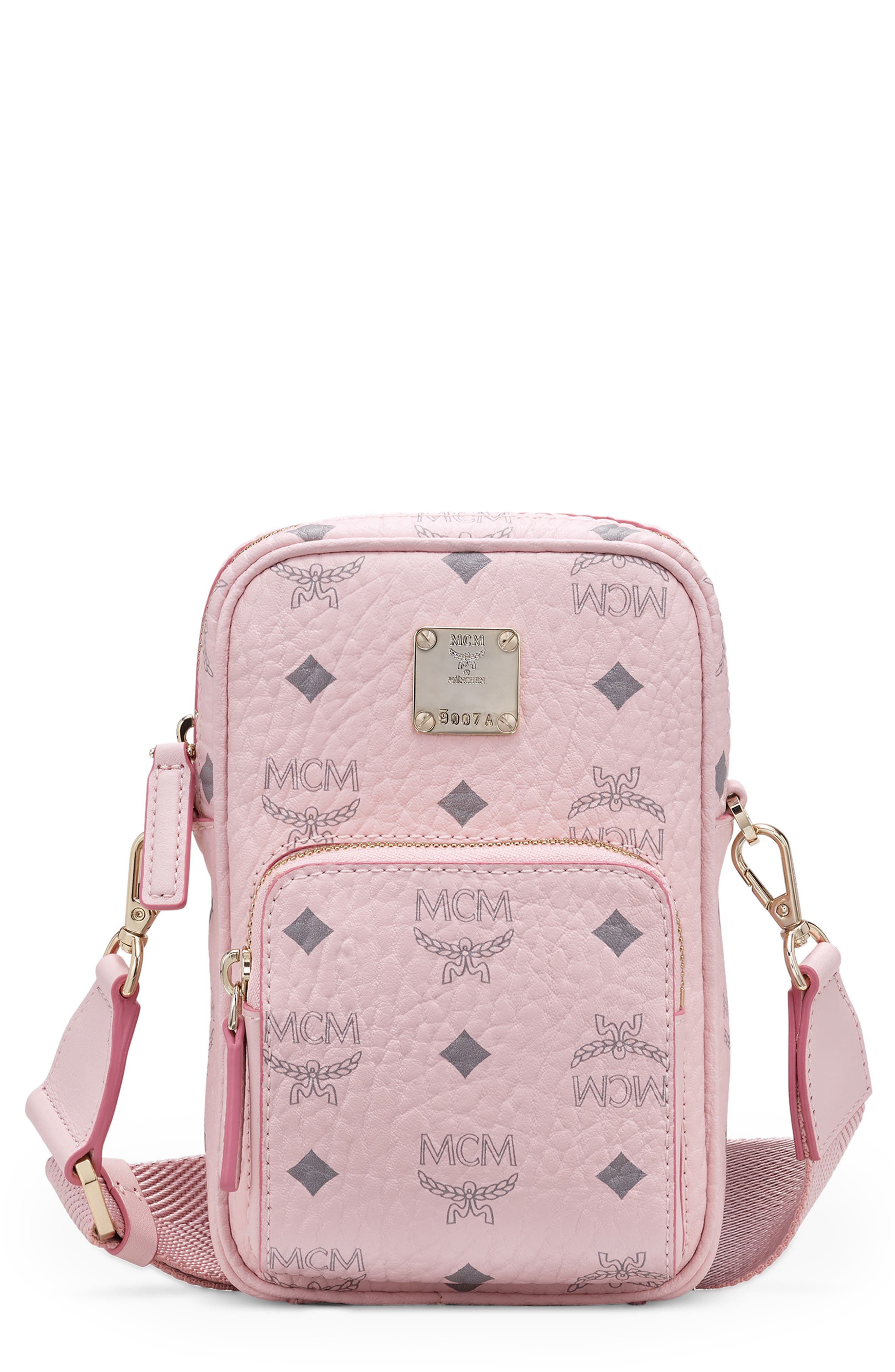 mcm powder pink crossbody bag