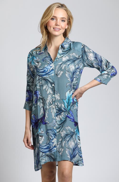 Shop Apny Cupro Blend Shirtdress In Blue Multi