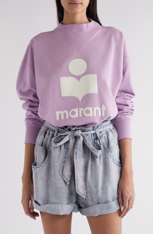 Isabel Marant Étoile Moby Mock Neck Cotton Blend Logo Graphic Sweatshirt Lilac/Ecru at Nordstrom, Us