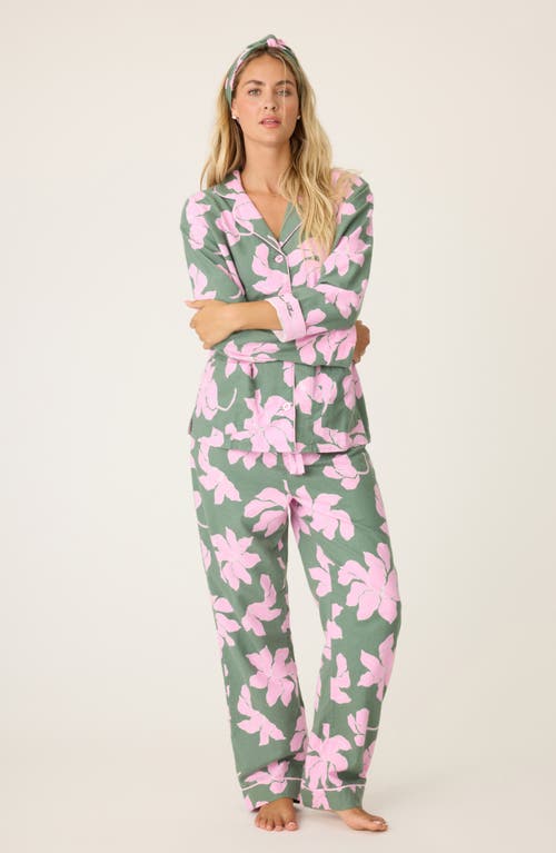 Shop Pj Salvage Print Cotton Flannel Pajamas In Olive