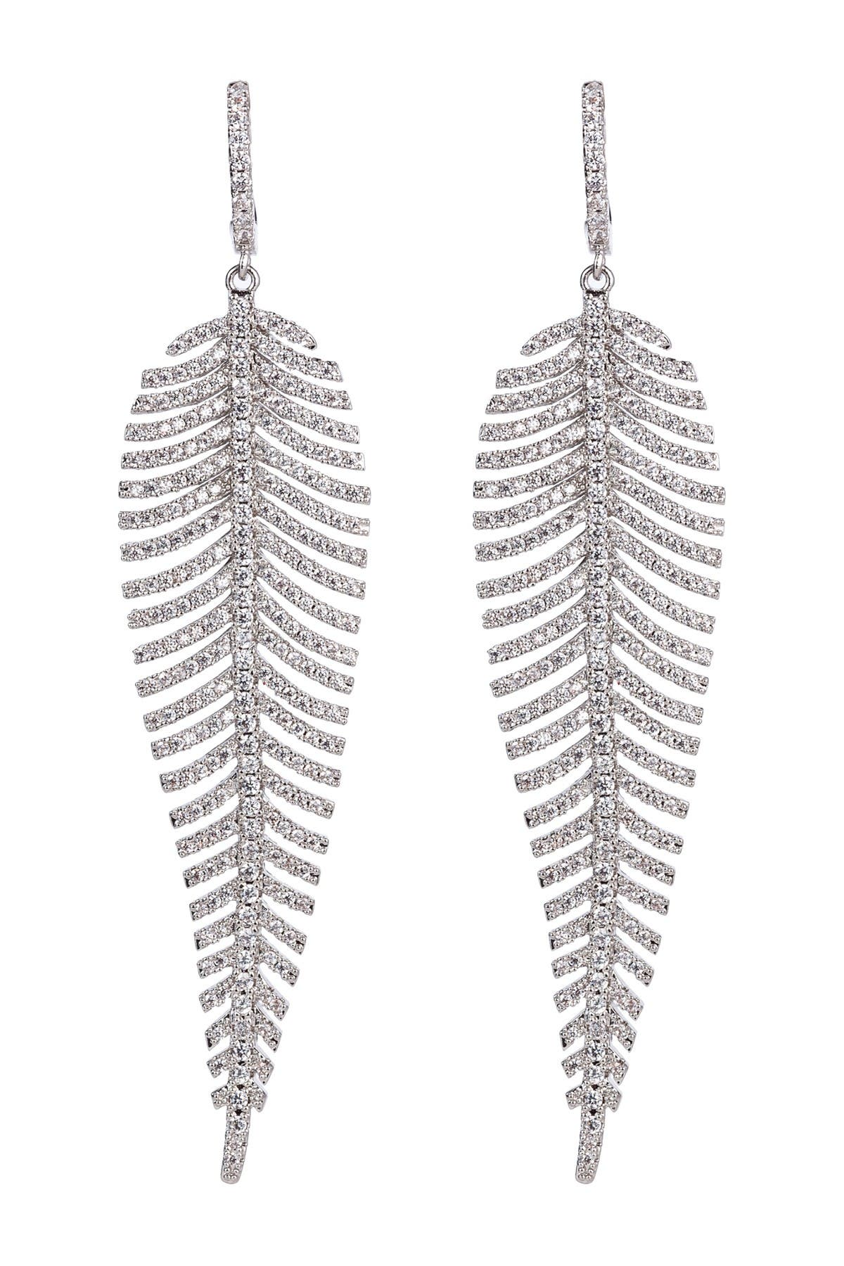 Eye Candy Los Angeles Caroline Cz Crystal Feather Drop Earrings Nordstrom Rack