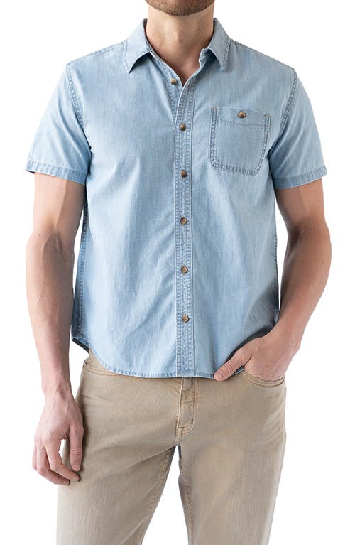 Devil-Dog Dungarees Cotton Chambray Short Sleeve Button-Up Shirt in Linden
