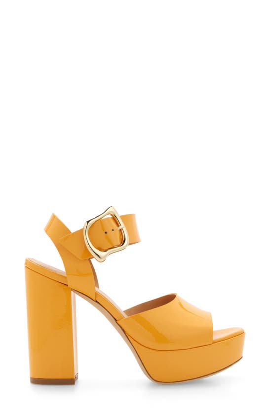 Shop Frame Le Carr Ankle Strap Platform Sandal In Nectarine Patent