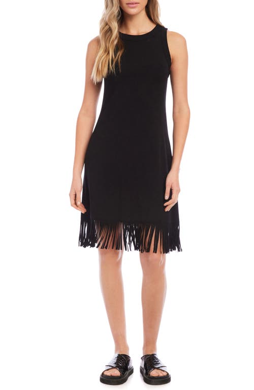 FIFTEEN TWENTY Fringe Sleeveless Jersey Dress in Black