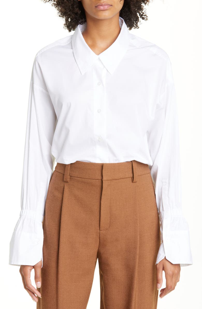 A.L.C. Monica Long Sleeve Cotton Blouse, Main, color, White
