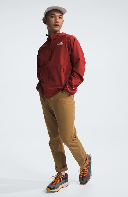 Shop The North Face Flyweight Wind Resistant Zip Hoodie In Iron Red