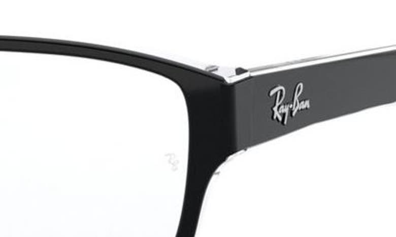 Shop Ray Ban Ray-ban 54mm Rectangular Blue Light Blocking Glasses In Black