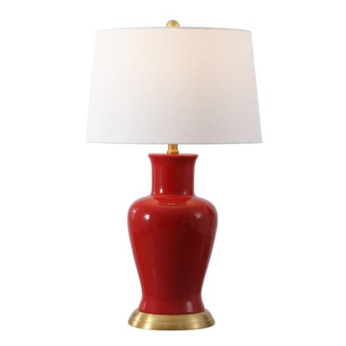 Jonathan Y Julian Traditional Classic Ceramic Urn Led Table Lamp In Red