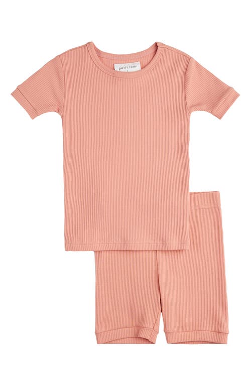 Petit Lem Kids' Rib Organic Cotton & Modal Two-Piece Fitted Short Pajamas Coral at Nordstrom,