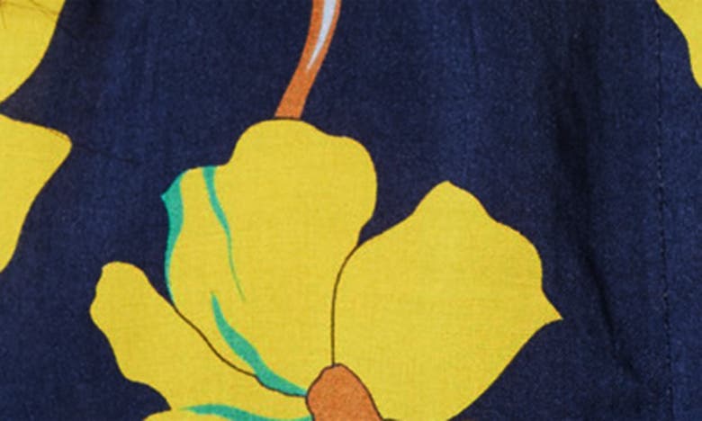 Shop Smythe Shirred Pocket Floral Button-up Shirt In Navy Buttercup