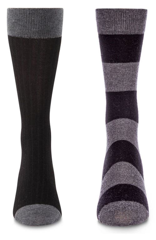 Memoi Assorted 2-pack Crew Socks In Gray-black