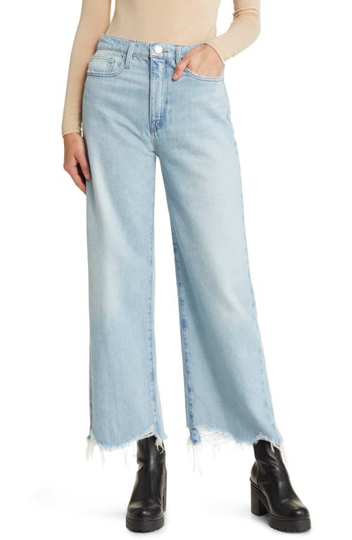 FRAME Le Jane Wide Leg Frayed Crop Jeans Calm Waters Chew at Nordstrom,