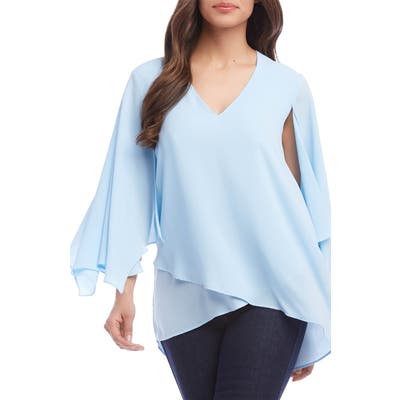 Karen Kane Angel Sleeve Crossover Top, Blue