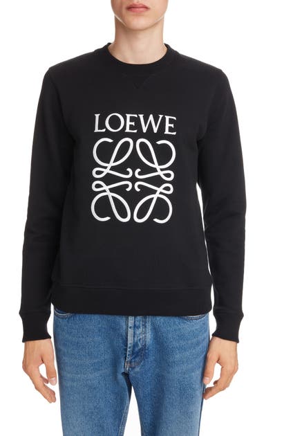 LOEWE ANAGRAM EMBROIDERED COTTON SWEATSHIRT,H6109900CR