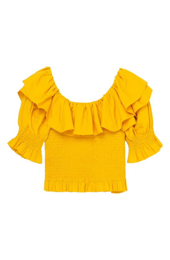 Shop Habitual Kids Kids' Smocked Ruffle Detail Top In Yellow