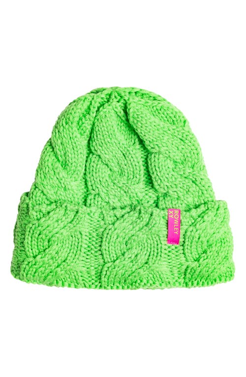 x Rowley Cable Stitch Beanie in Green Flash