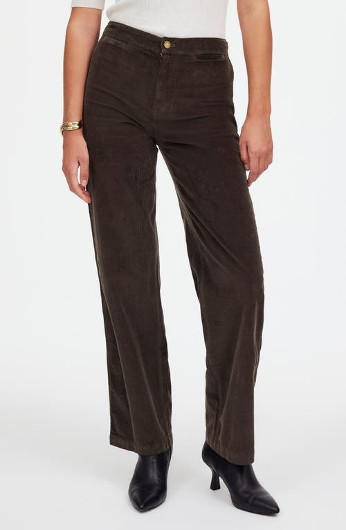 Shop Madewell The Emmett Wide Leg Full Length Corduroy Pants: Welt Pocket Edition In Dark Carob