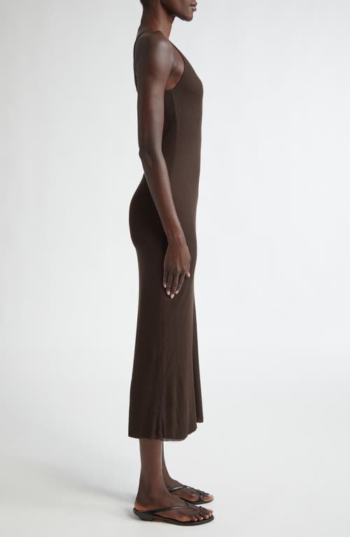 Shop Khaite Leesal Rib Slipdress In Dark Brown