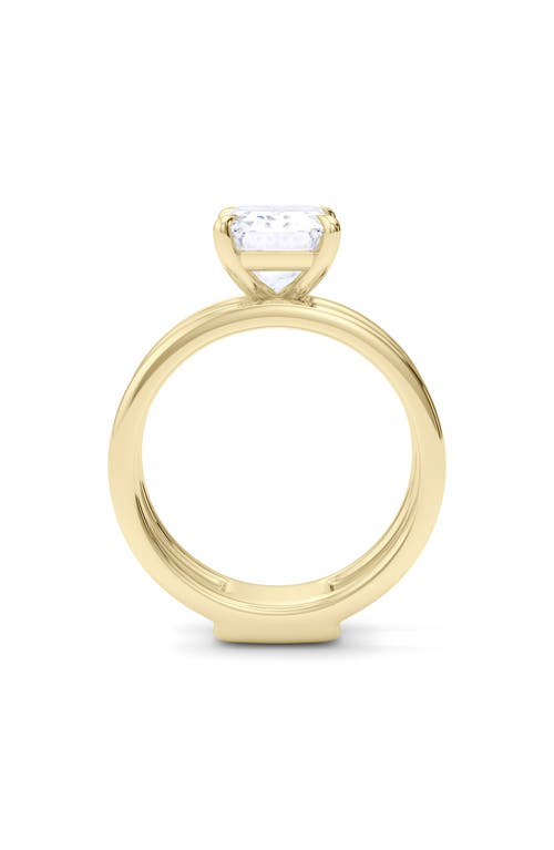 Hautecarat Emerald Cut Double Band Lab Created Diamond Ring In 4.00 Ctw 18k Yellow Gold