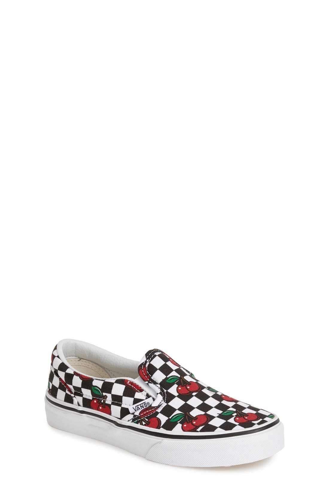 vans checkerboard cherry slip on