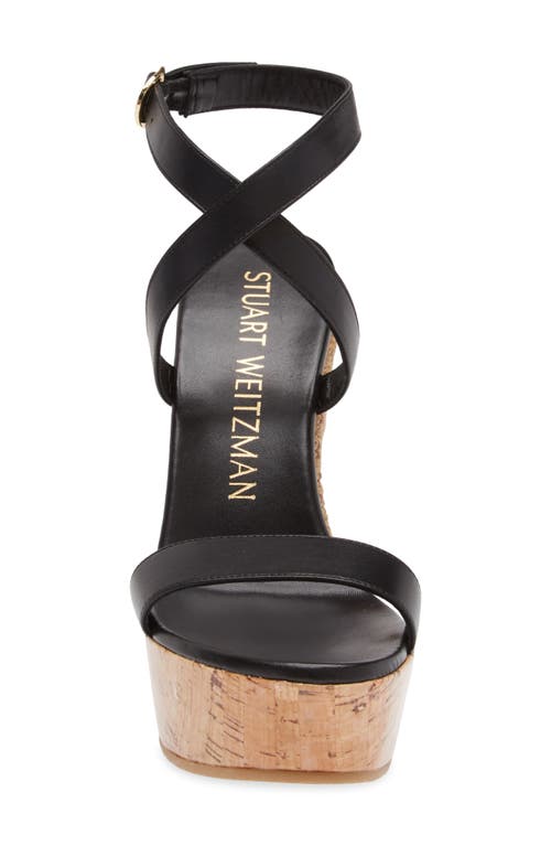 Shop Stuart Weitzman Platform Wedge Sandal In Black/natural