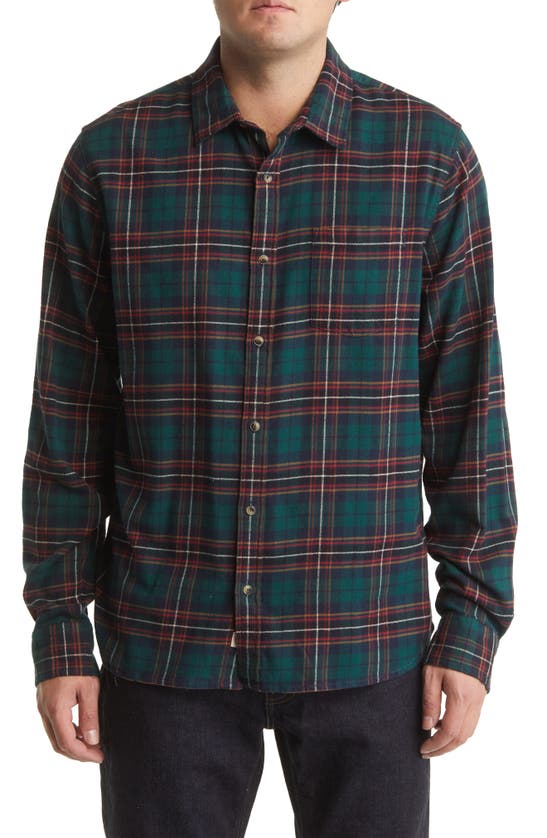 Marine Layer Plaid Stretch Flannel Button-up Shirt In Green