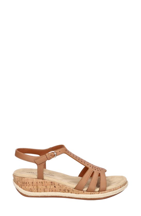 Easy Street Dorinda Womens Faux Leather Comfort Wedge Sandals In Tan