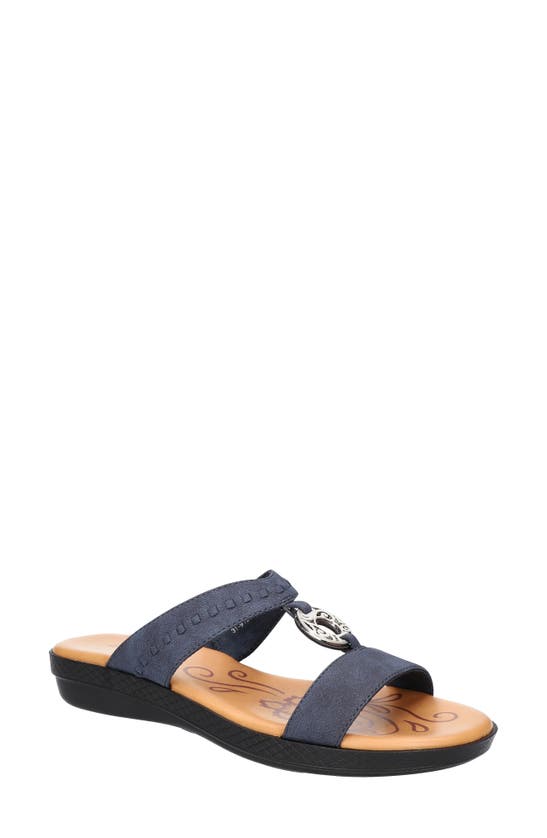 Easy Street Talia Wedge Sandal In Navy