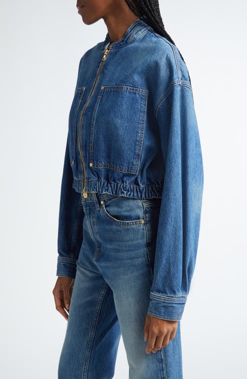 Shop Ulla Johnson The Alessa Denim Bomber Jacket In Danube Medium Indigo Wash