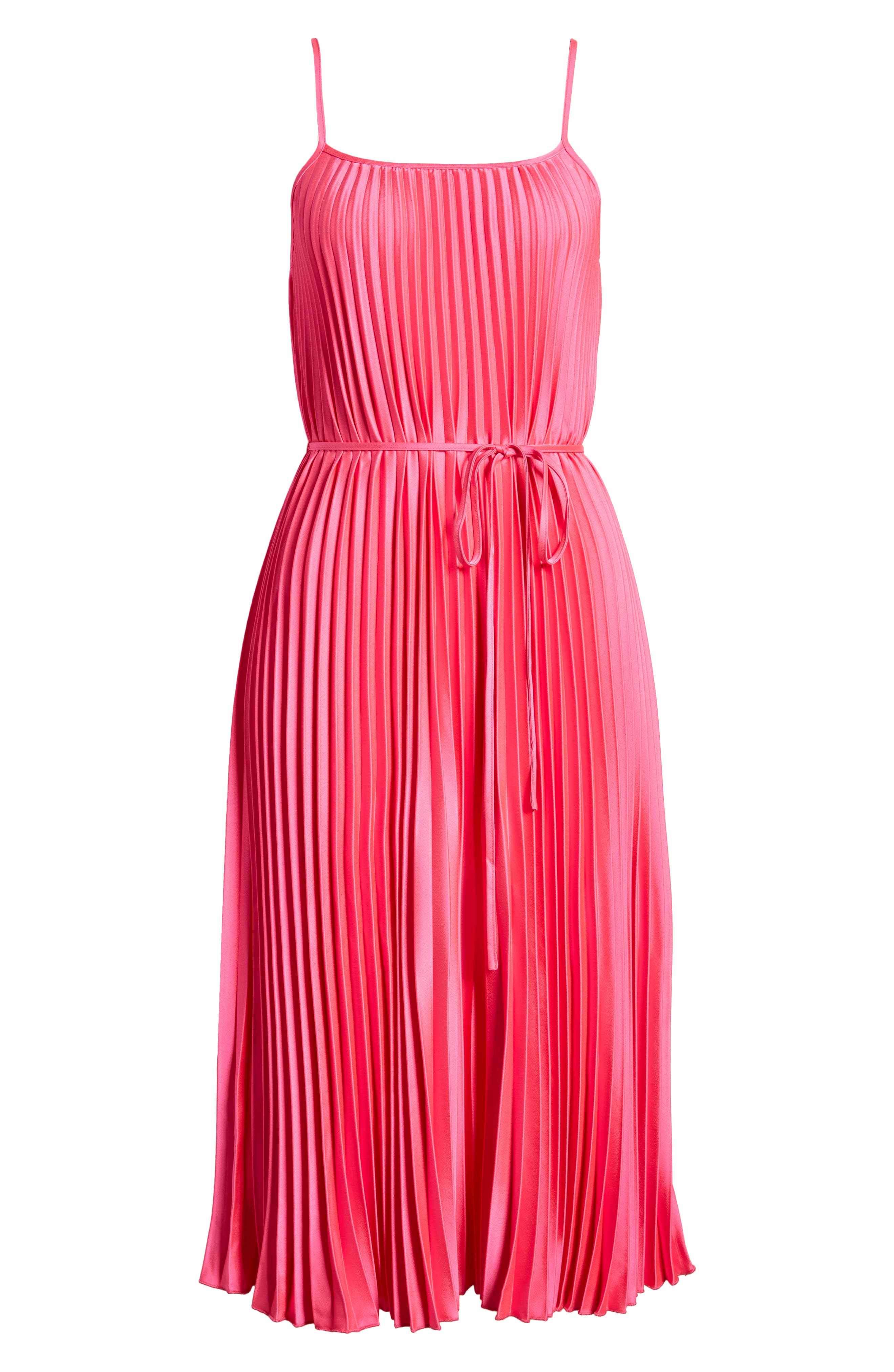 Sam Edelman Hammered Satin Pliss Dress in Hot Pink | Smart Closet