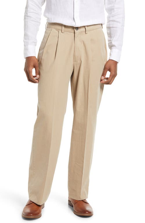 Berle Men's Charleston Pleated Chino Pants Khaki at Nordstrom,