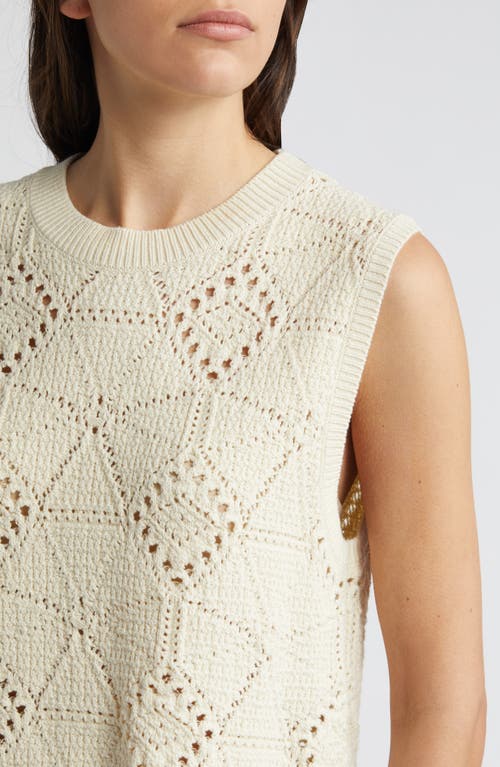 Treasure & Bond Bouclé Pointelle Sweater Vest In Ivory Dove