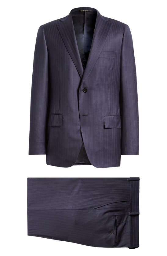 Shop Paul Smith Tailored Fit Stripe Stretch Cotton Suit In Purple