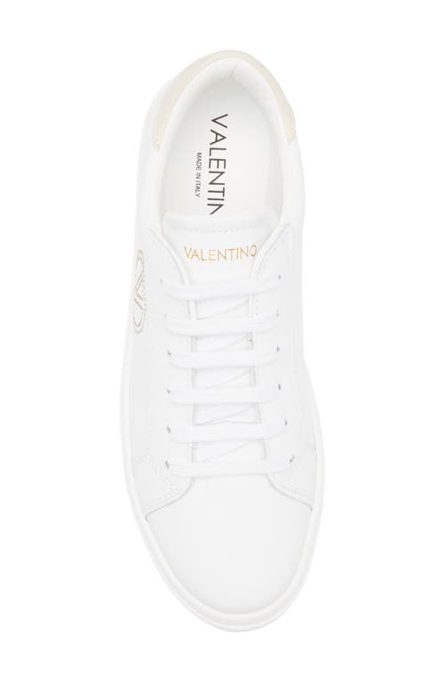 Valentino By Mario Valentino Serena Vlogo Sneaker In White Cream
