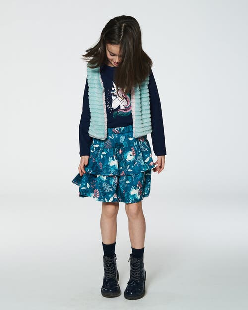 Shop Deux Par Deux Little Girl's Organic Cotton T-shirt With Print Navy In Peacoat