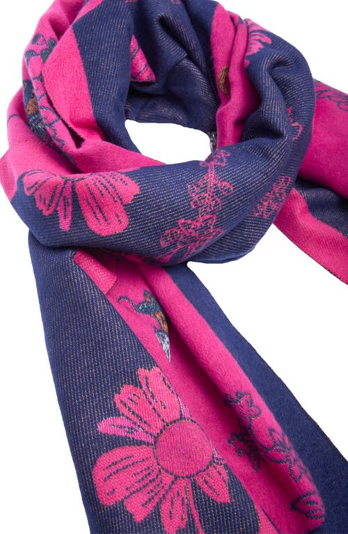 Saachi Floral Reversible Scarf In Blue