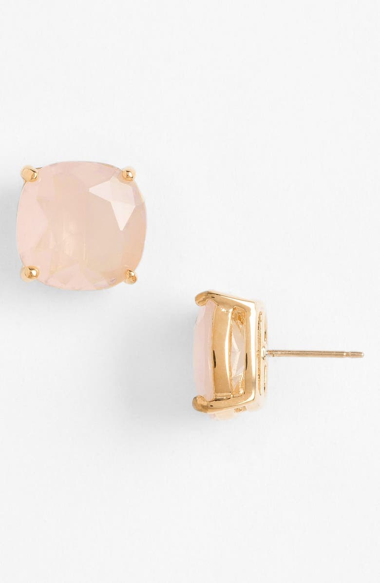mini small square semiprecious stone stud earrings, Main, color, LIGHT PINK/ GOLD